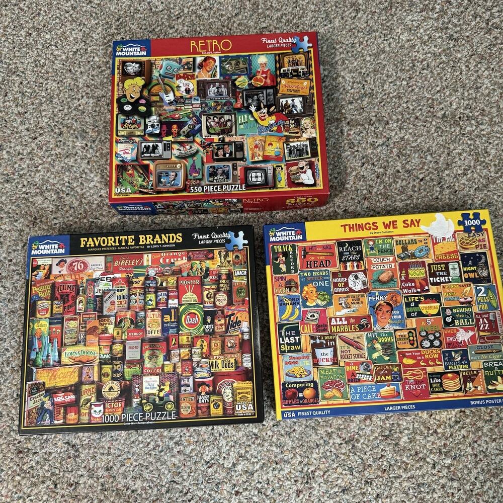 White Mountain Lot Of Three Things We Say Favorite Brands Retro 1000 Piece